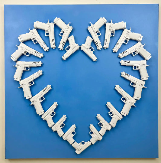 Charles Gitnick Heart of Guns Blue Conceptual Mixed Media 2024