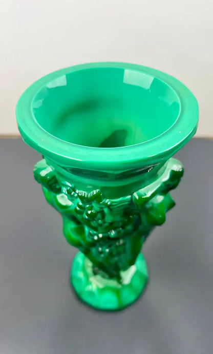 Curt Schlevogt Art Deco Malachite Glass Vase, 1930's