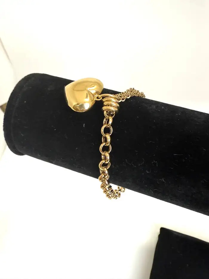 Tiffany-Style 18K Gold Heart Charm Bracelet