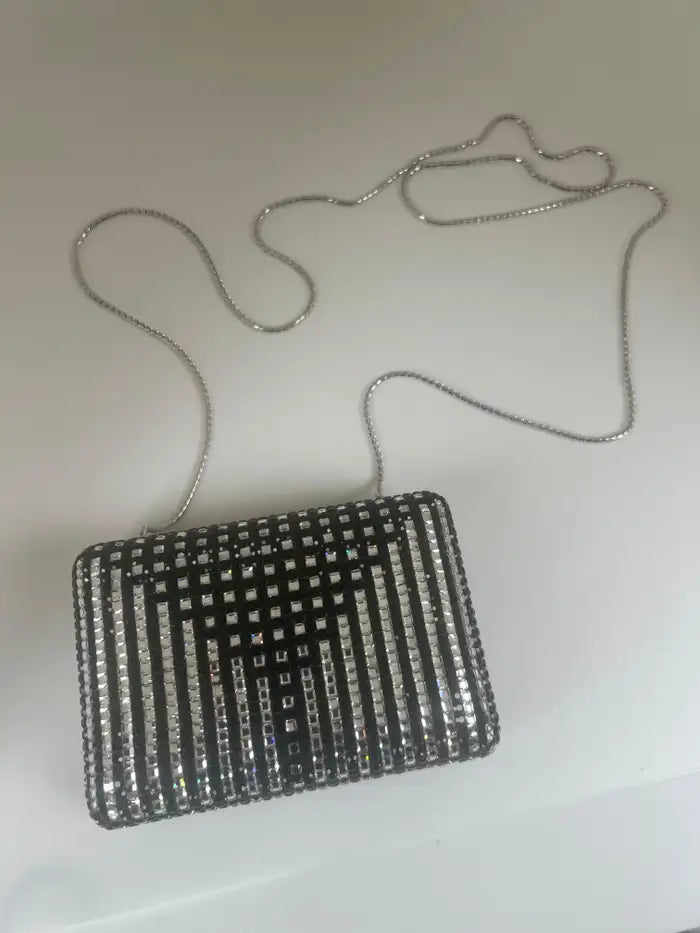 Judith Leiber Black Swarovski Crystal Minaudière Evening Clutch