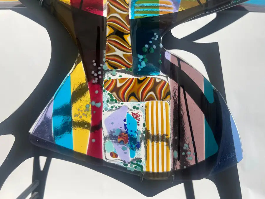 Sabra Richards Art Glass & Steel Sculptural Console Table, Signed & Dated 2008