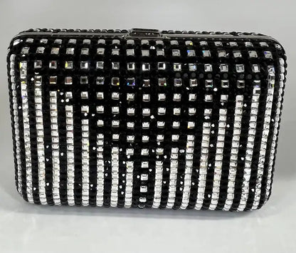 Judith Leiber Black Swarovski Crystal Minaudière Evening Clutch