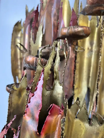 Brutalist Brass & Copper Sculptural Wall Fountain, 1970s After Silas Seandel