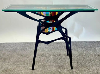Sabra Richards Art Glass & Steel Sculptural Console Table, Signed & Dated 2008