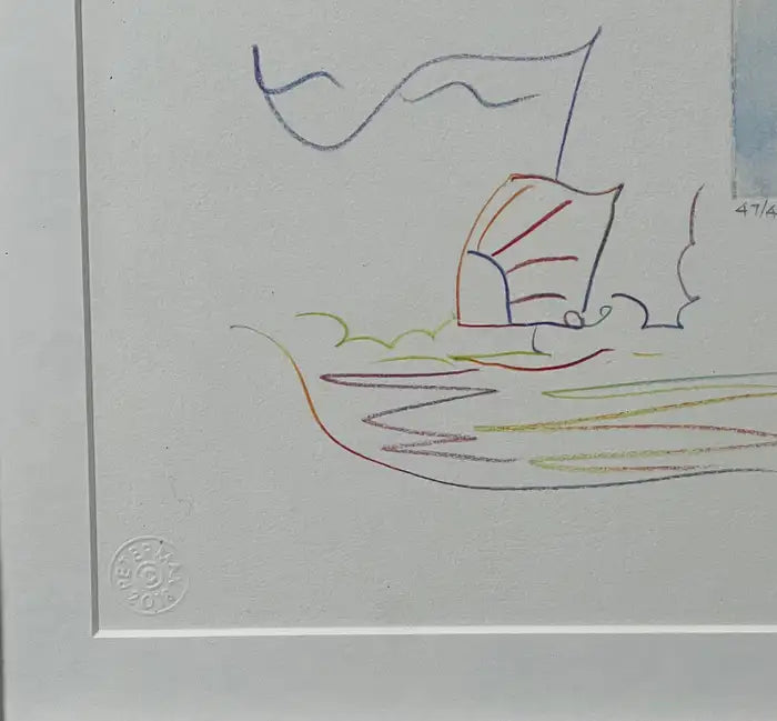 Peter Max Umbrella Man III (Angel with Heart/Sailboat) Hand Colored Etching 2018