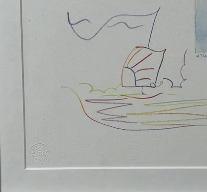 Peter Max Umbrella Man III (Angel with Heart/Sailboat) Hand Colored Etching 2018