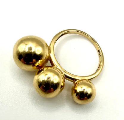 Modernist Triple Sphere Ring in 18K Yellow Gold