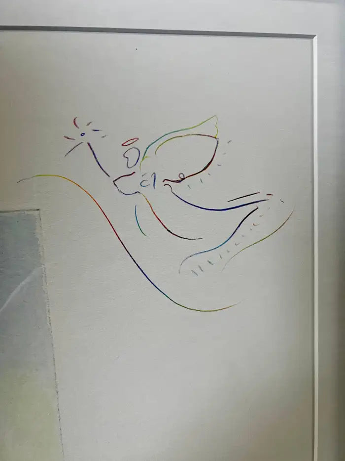 Peter Max Umbrella Man III (Angel with Heart/Sailboat) Hand Colored Etching 2018