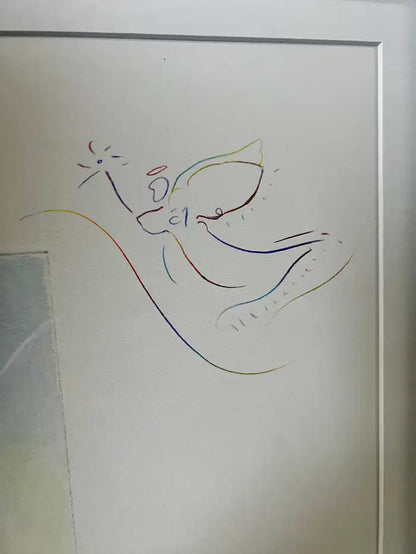 Peter Max Umbrella Man III (Angel with Heart/Sailboat) Hand Colored Etching 2018