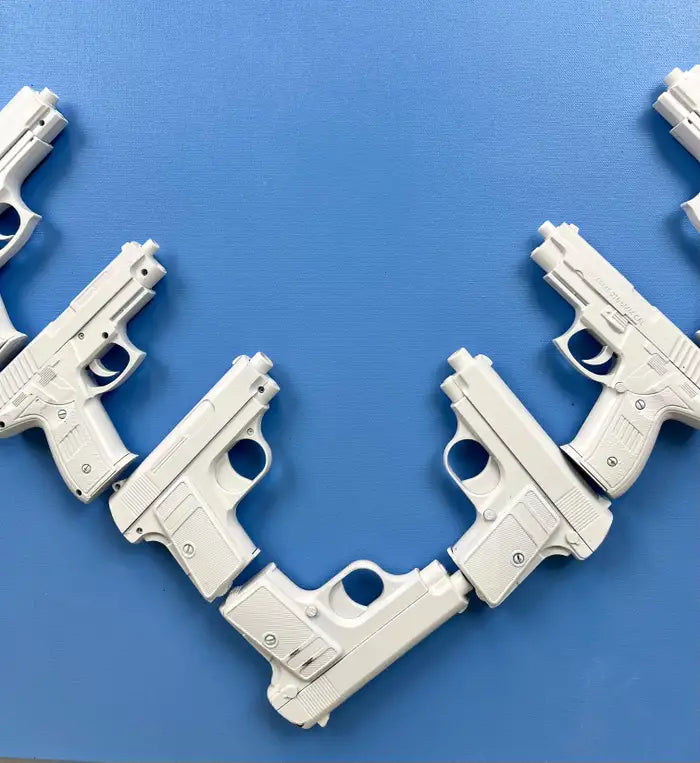 Charles Gitnick Heart of Guns Blue Conceptual Mixed Media 2024