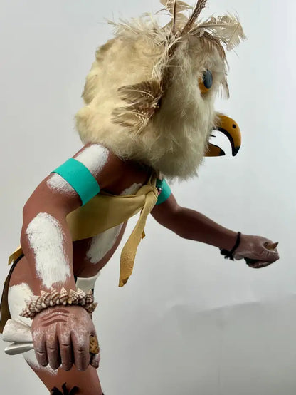 Hopi Owl Kachina Native American Carved Wood Figure, Signed, Late 20th Century 1990's