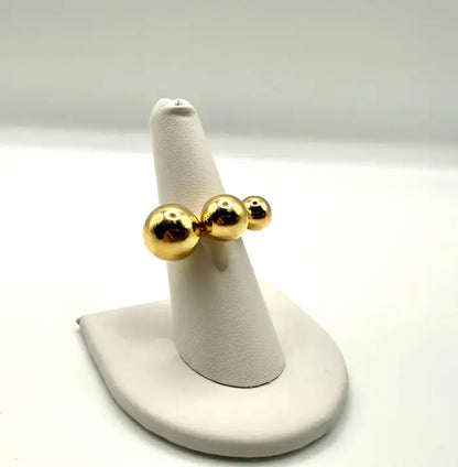 Modernist Triple Sphere Ring in 18K Yellow Gold