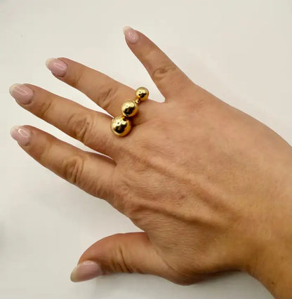 Modernist Triple Sphere Ring in 18K Yellow Gold