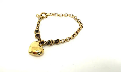 Tiffany-Style 18K Gold Heart Charm Bracelet
