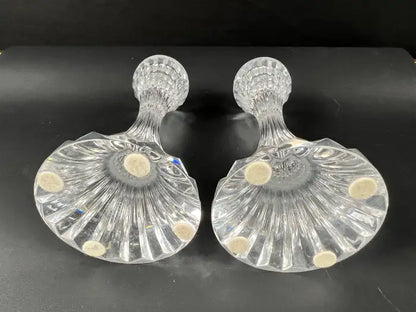 Baccarat Massena Art Deco Style Crystal Candlestick or Candleholder , a Pair