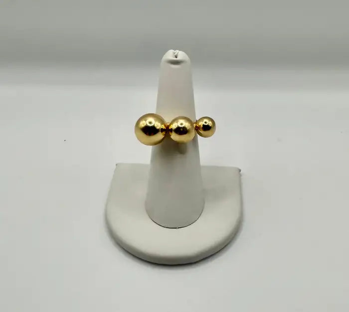 Modernist Triple Sphere Ring in 18K Yellow Gold