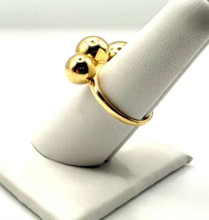 Modernist Triple Sphere Ring in 18K Yellow Gold
