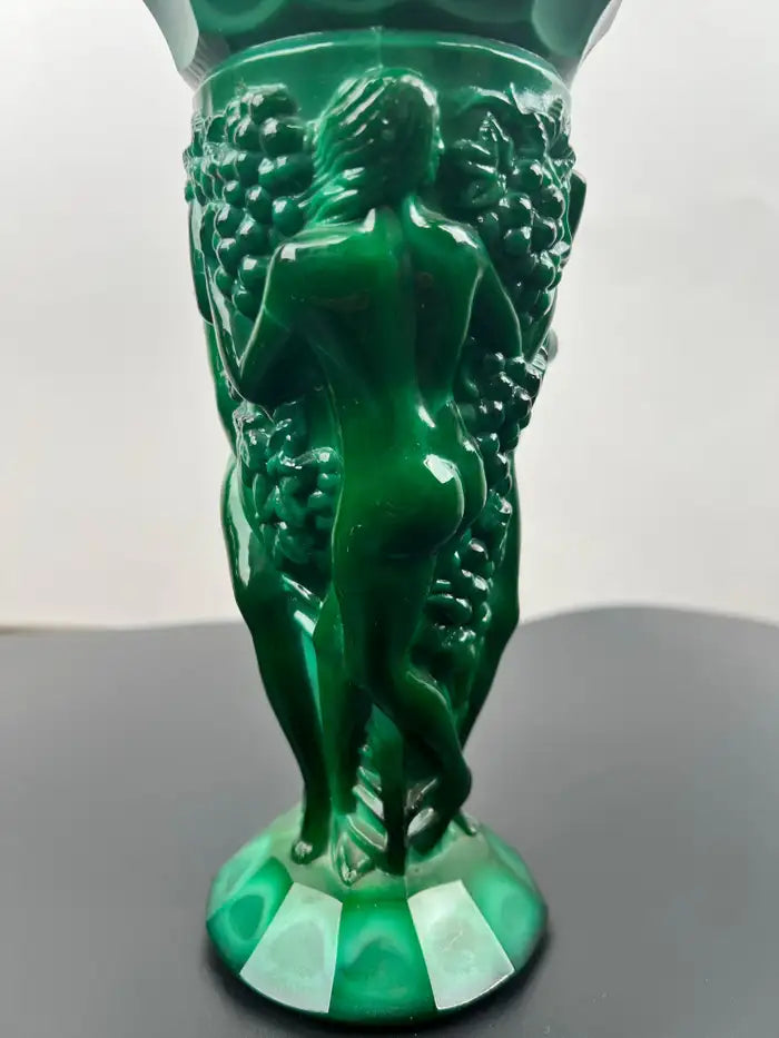 Curt Schlevogt Art Deco Malachite Glass Vase, 1930's