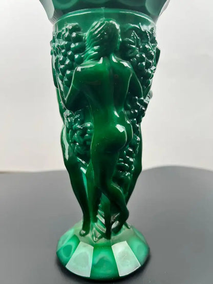 Curt Schlevogt Art Deco Malachite Glass Vase, 1930's