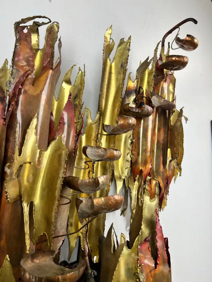 Brutalist Brass & Copper Sculptural Wall Fountain, 1970s After Silas Seandel