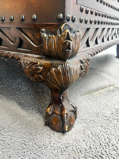 Polo Ralph Lauren Dalton Cocktail Coffee Table, Leather Tooled & Side Drawers