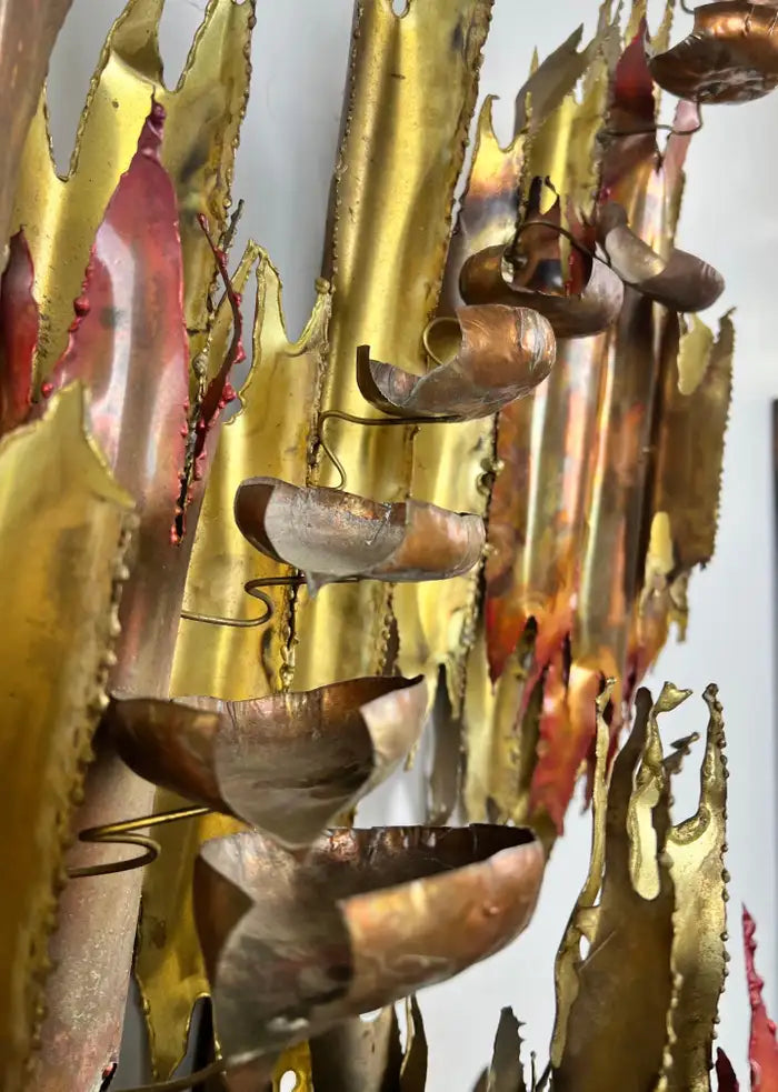 Brutalist Brass & Copper Sculptural Wall Fountain, 1970s After Silas Seandel