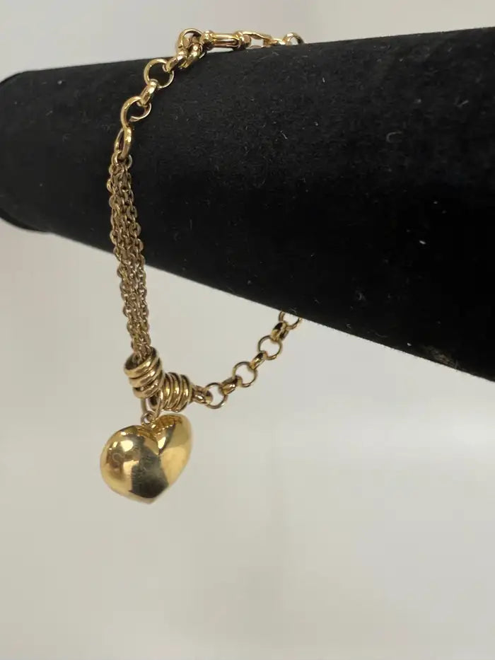 Tiffany-Style 18K Gold Heart Charm Bracelet