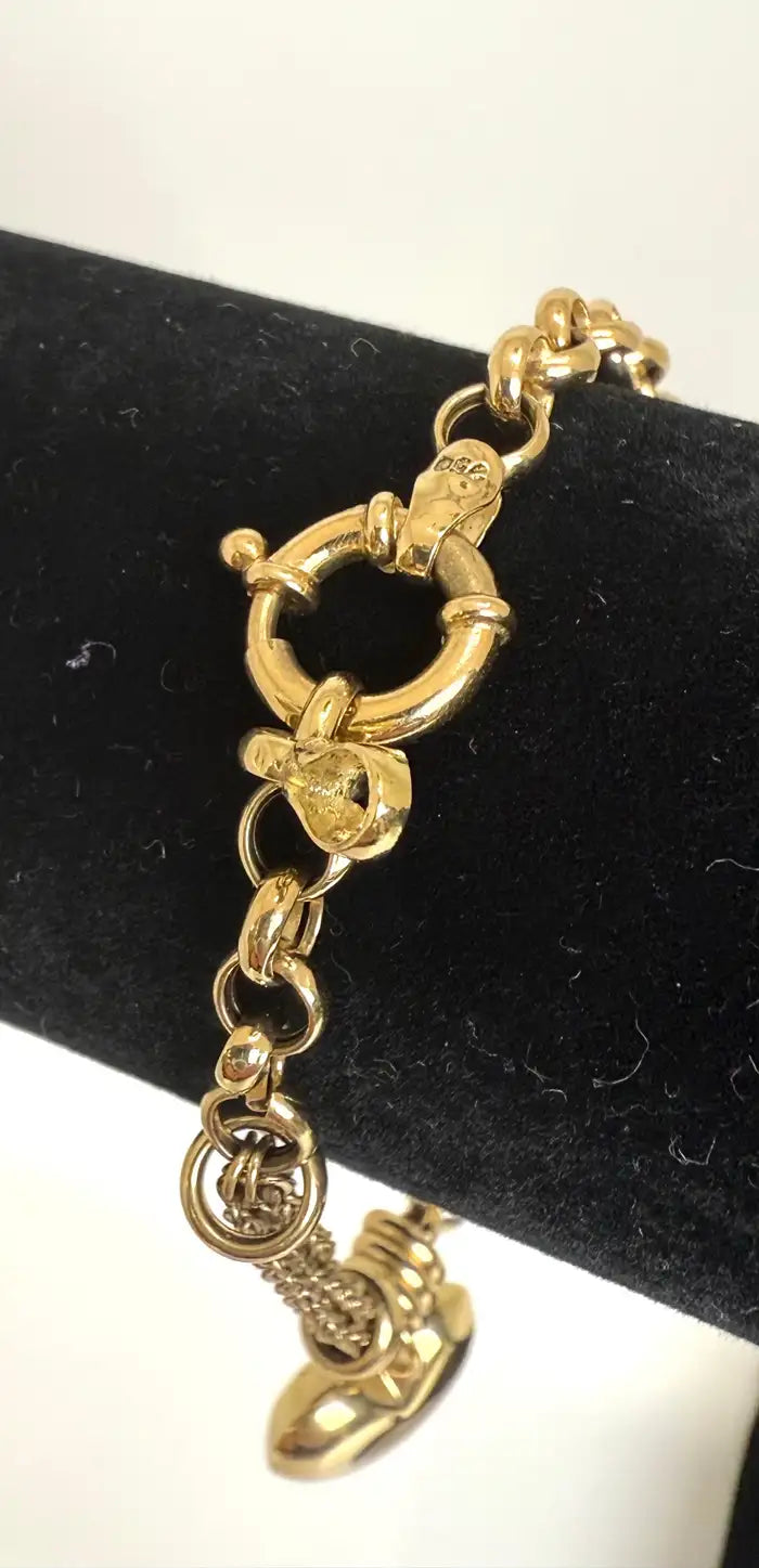 Tiffany-Style 18K Gold Heart Charm Bracelet