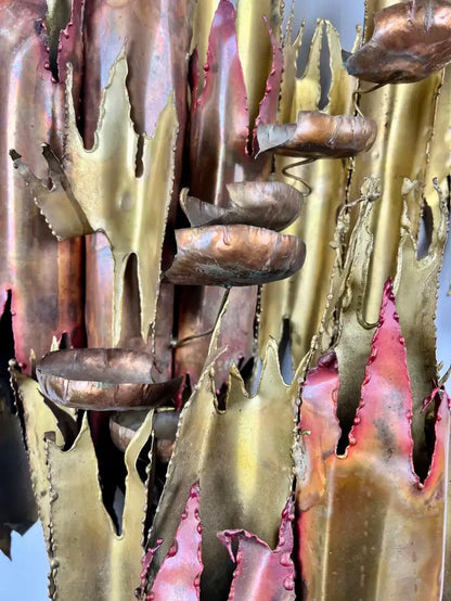 Brutalist Brass & Copper Sculptural Wall Fountain, 1970s After Silas Seandel