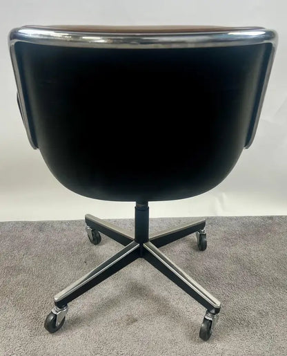 Charles Pollock MCM Leather Executive Desk Chair in Cognac Brown for Knoll