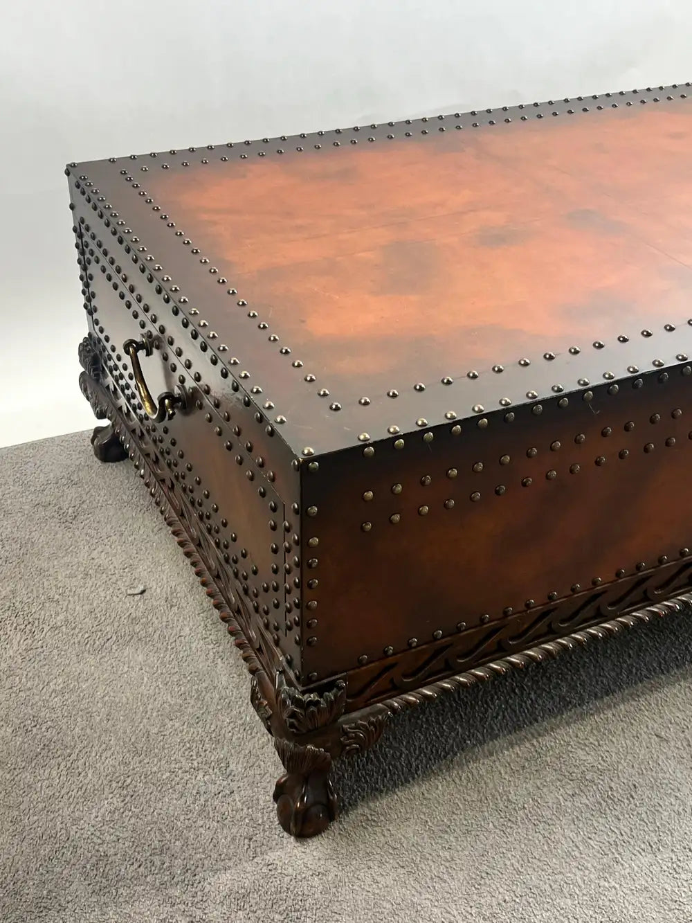 Polo Ralph Lauren Dalton Cocktail Coffee Table, Leather Tooled & Side Drawers