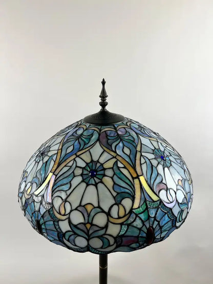 Art Nouveau Tiffany Sale Blue Stained Glass Dome Shaped Shade Floor Lamp